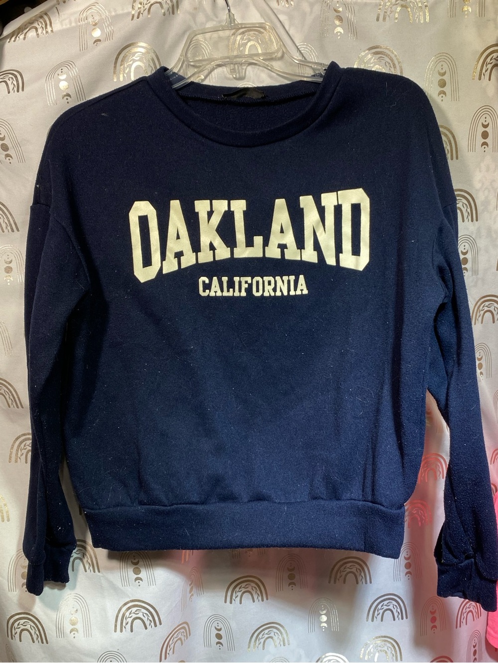 SHEIN Navy Blue Oakland California Crewneck Sweatshirt